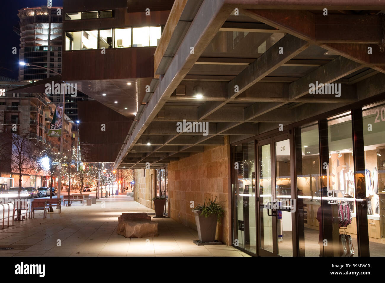 Austin - Texas seconda strada e Austin City Hall nel centro di Austin Foto Stock