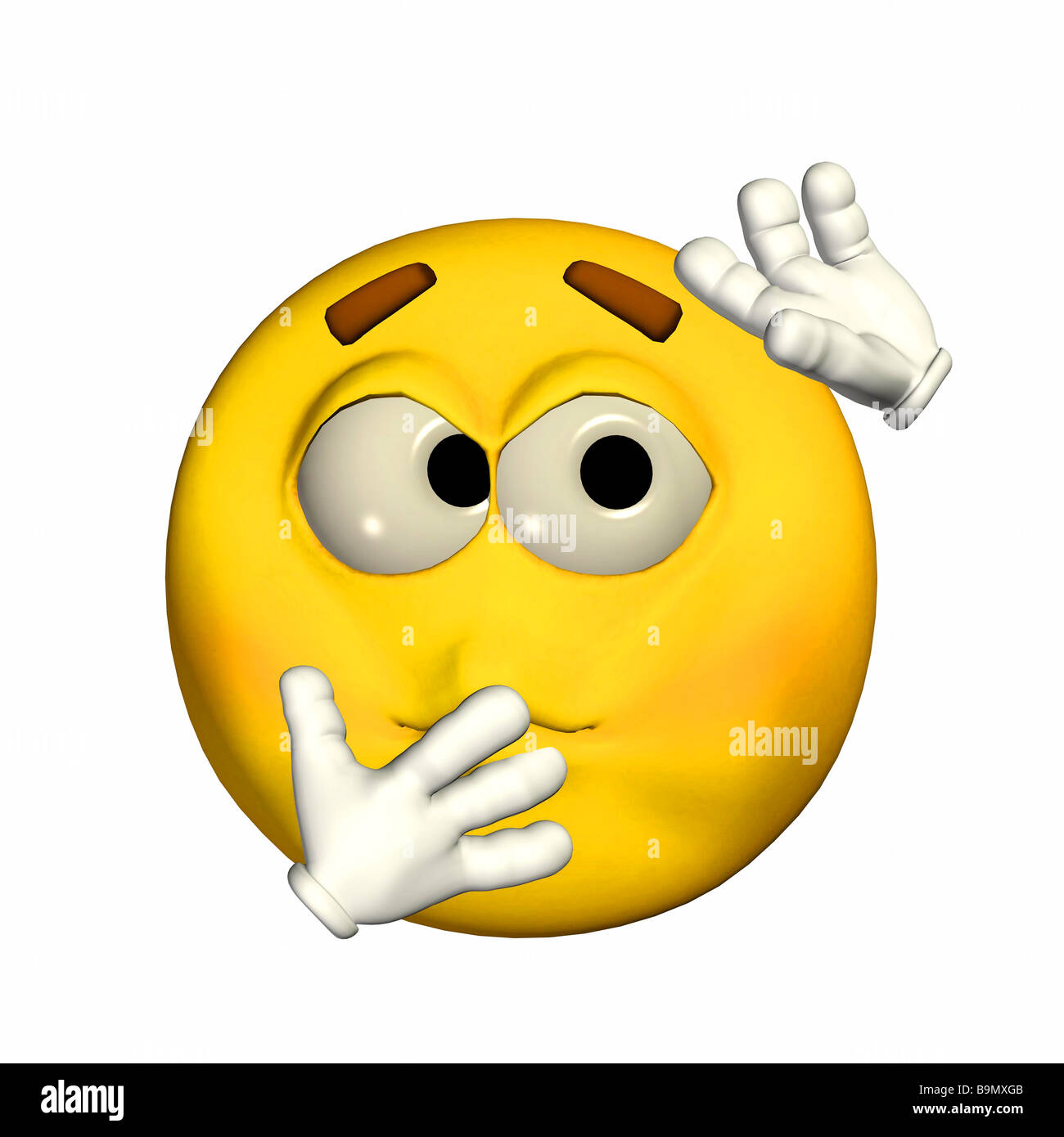 Emoticon giallo ragazzo con un espressione di malati Foto Stock