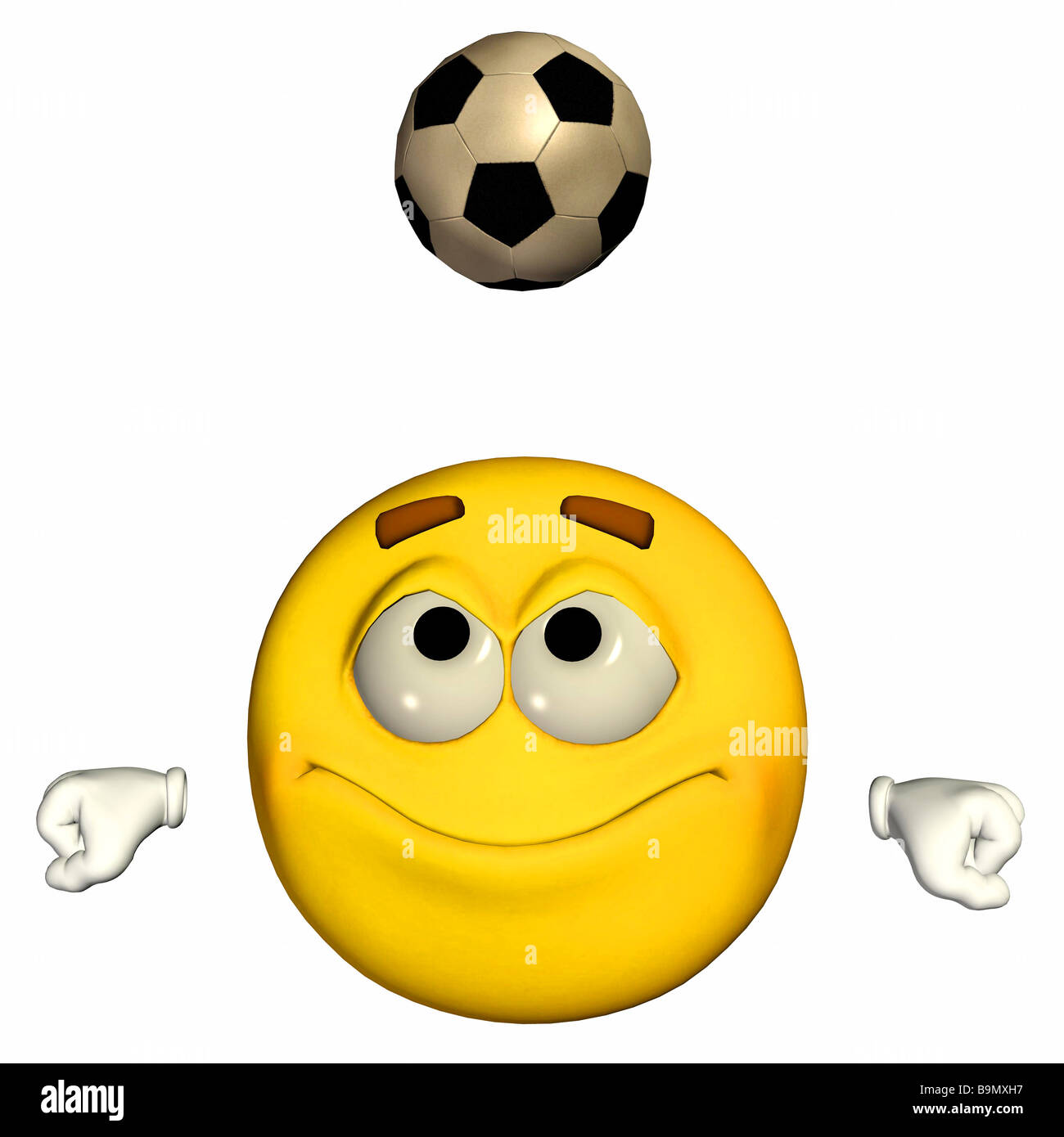 Emoticon giallo ragazzo giocando con un calcio la sfera Foto stock - Alamy