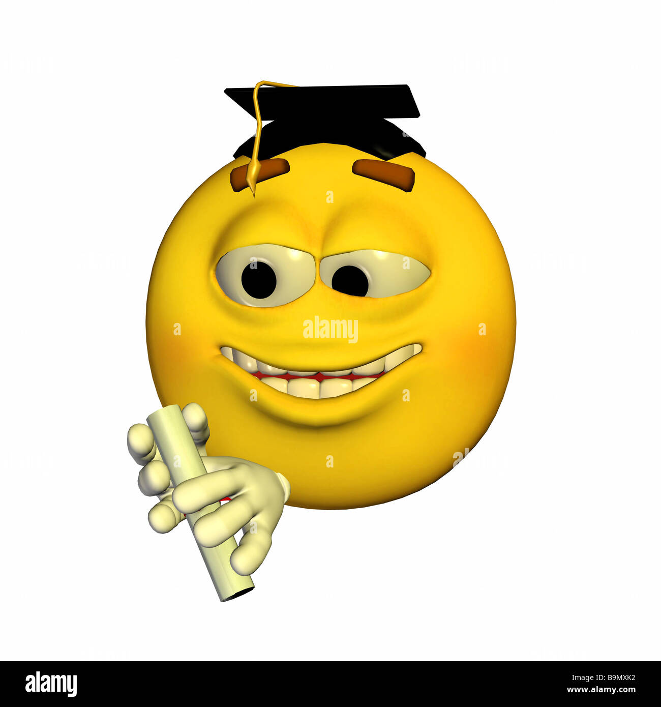 Emoticon giallo ragazzo nel giorno di graduazione Foto Stock