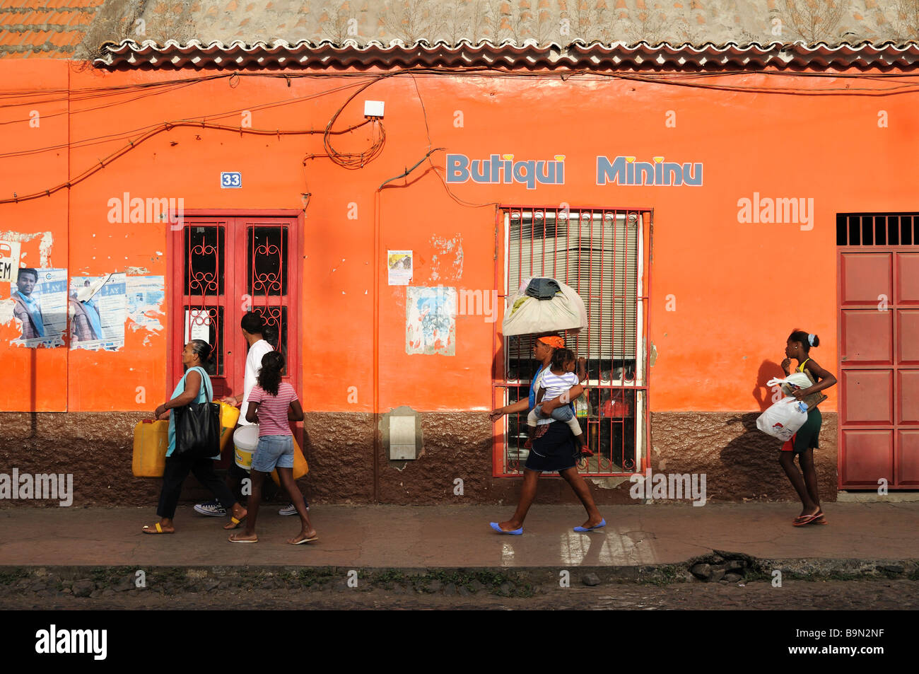 Casa colorati, Praia, altopiano, isola di Santiago, Capo Verde, Africa Foto Stock
