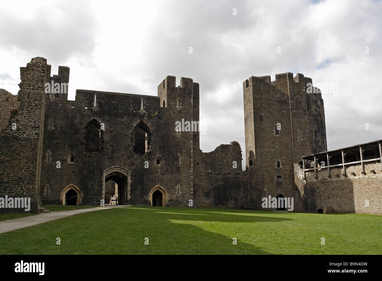 Castello di Caerphilly Foto Stock