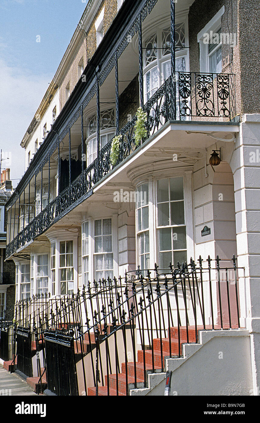 Ramsgate Kent, dettagli di case in Augusta Road, East Cliff. Foto Stock