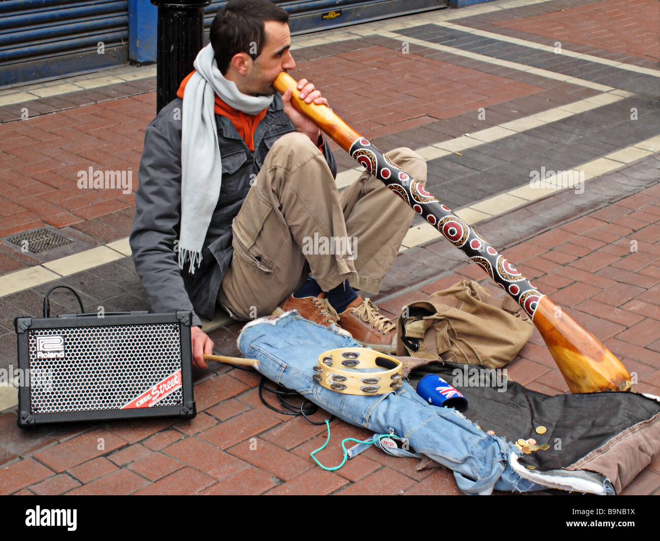 Didgeridoo player Dublino Irlanda Foto Stock