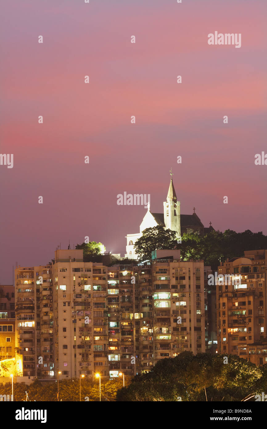 La cappella di Nostra Signora Penha al crepuscolo, Macao Foto Stock