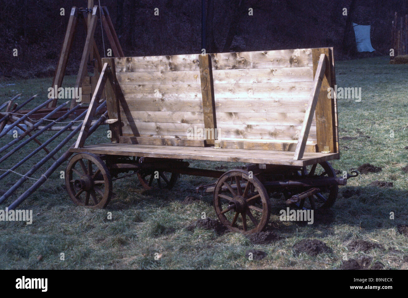 In legno carrello medievale Foto Stock