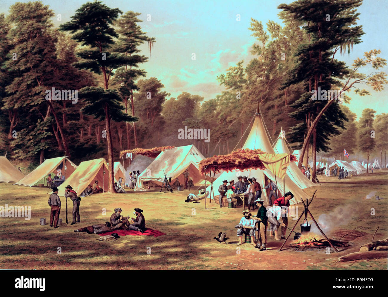 Camp confederato durante la Guerra Civile Americana Foto Stock