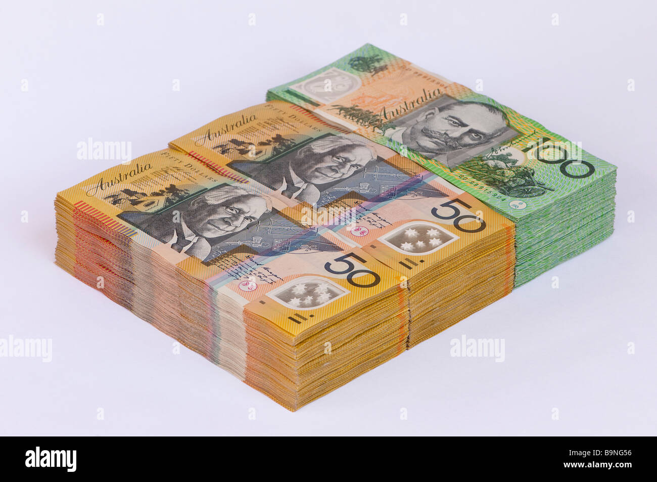 Valuta impilati A$50.000 AUS $ 50.000 di cinquanta mila dollari australiani Foto Stock