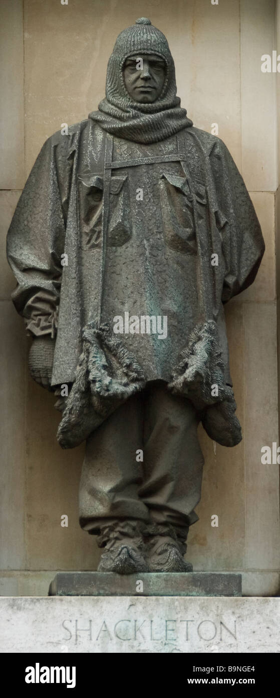 Ernest Shackleton statua, exhibition road Knightsbridge, Londra Foto Stock