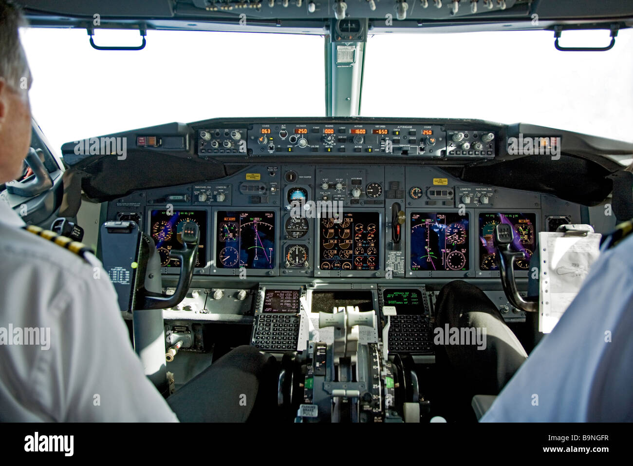Nella Cabina Di Pilotaggio Di Un Boeing 737 In Volo Foto