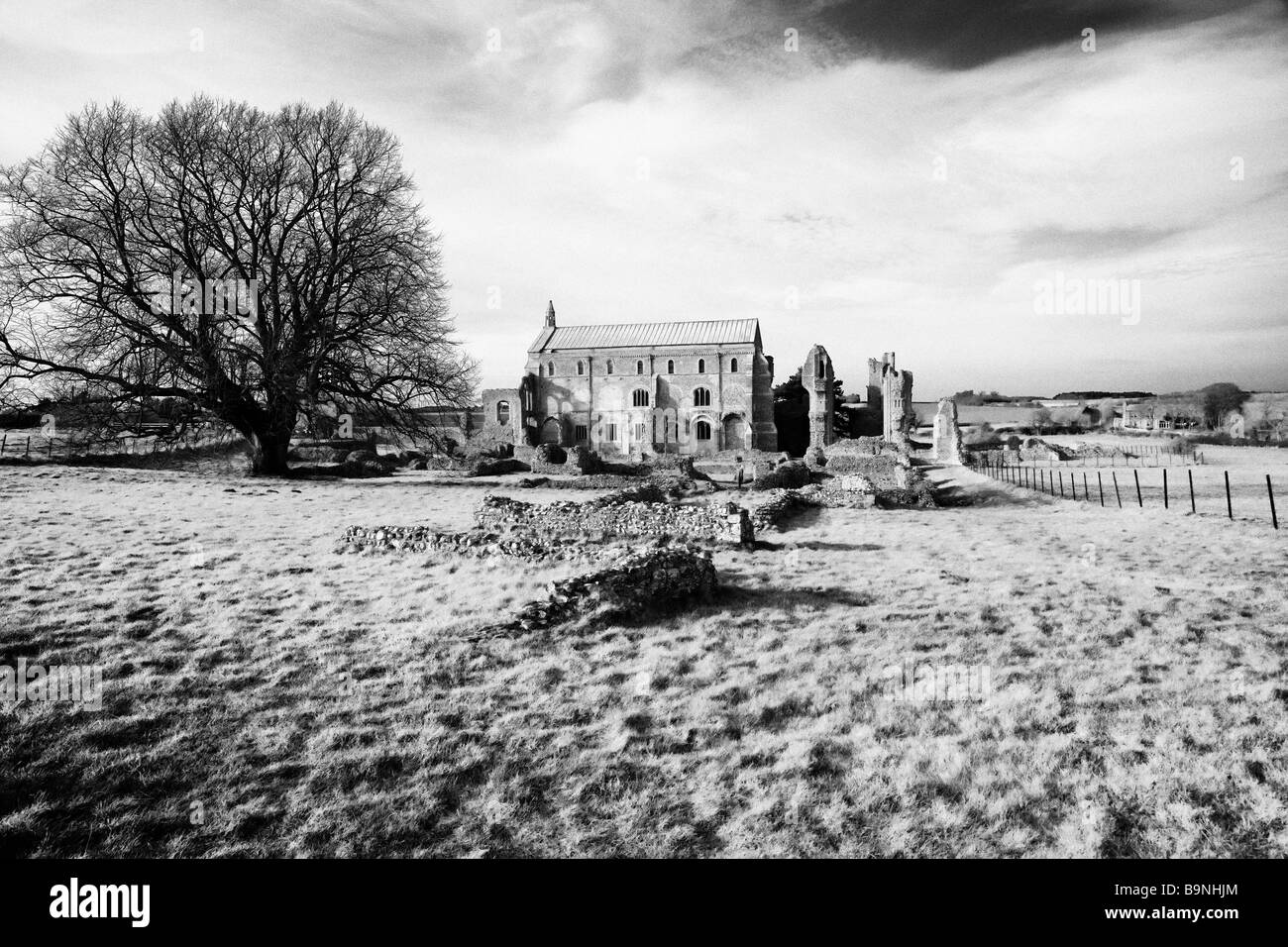 Binham Priory rovina, North Norfolk, Gran Bretagna. Foto Stock