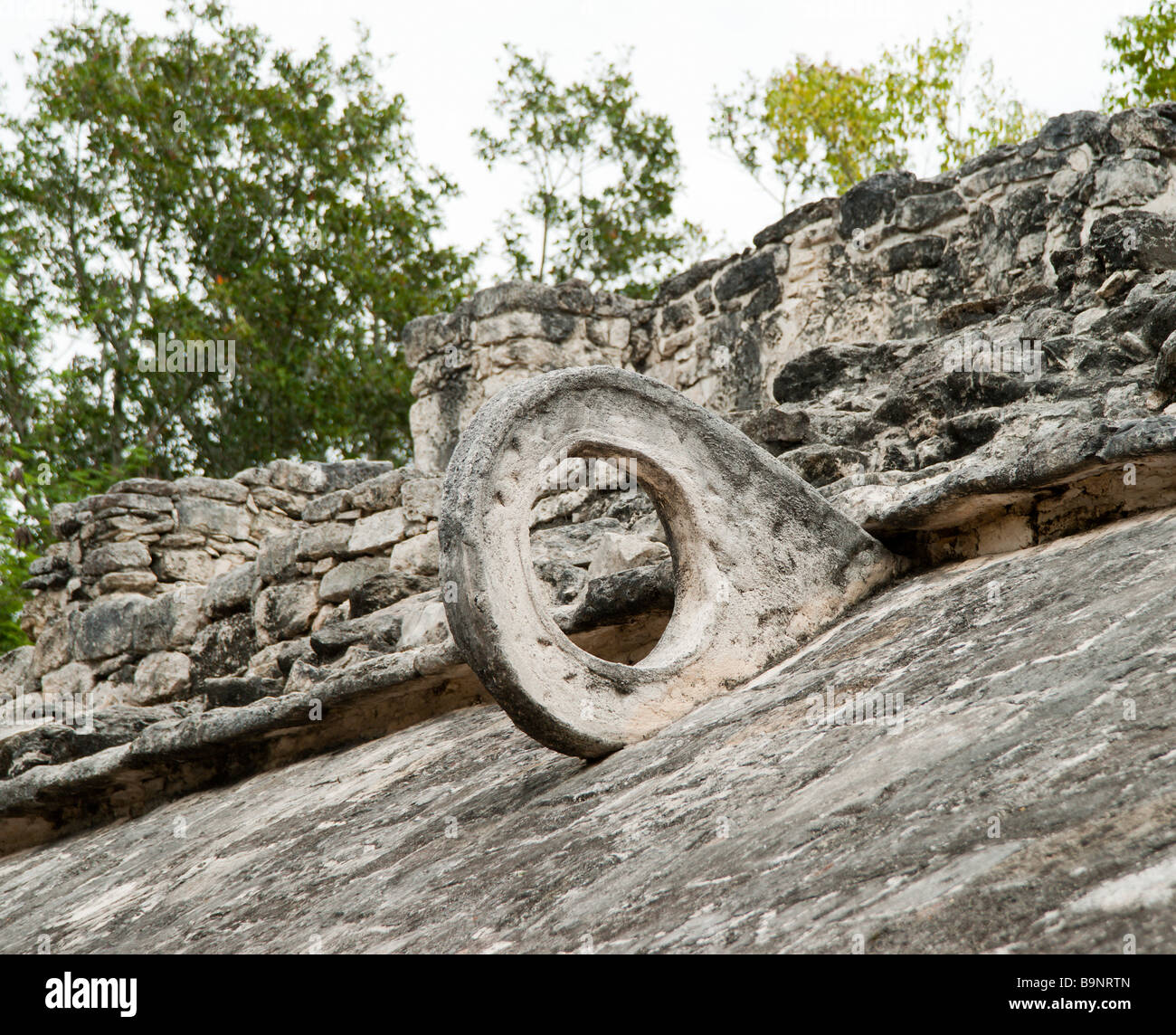 Yucatan Messico 2009 Coba Mayan storiche rovine Maya complesso gioco di palla corte l'obiettivo Foto Stock