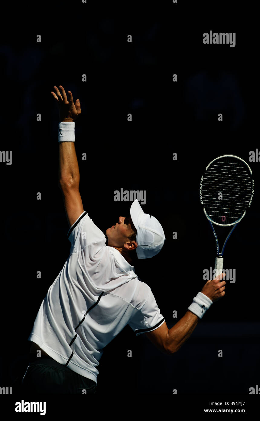 Tomas BERDYCH della Repubblica ceca durante gli Australian Open di Tennis Grand Slam di Melbourne Foto Stock