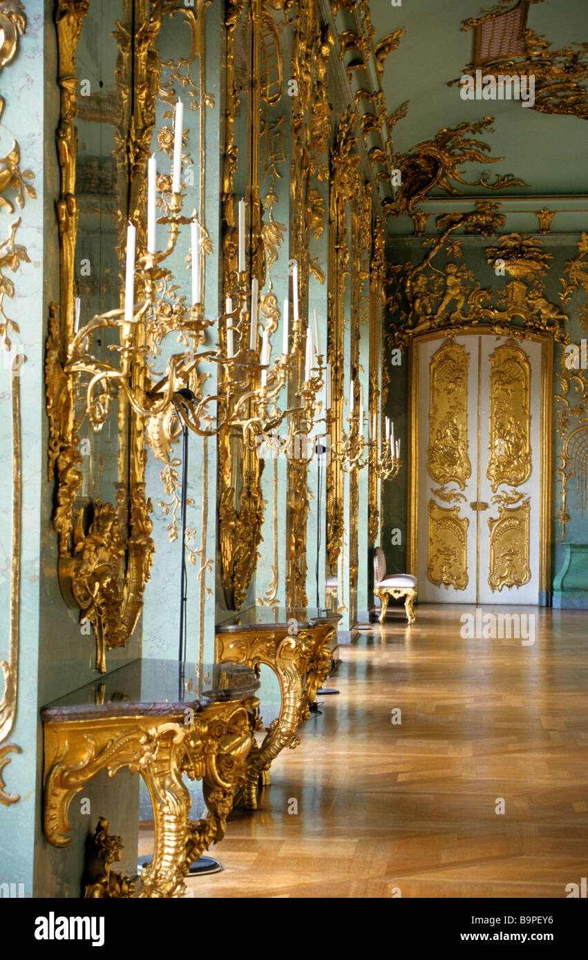Germania Berlino, Palazzo Charlottenburg Goldene Galerie (Golden Gallery) con stile Rococò era un ex dancing e sala musica Foto Stock