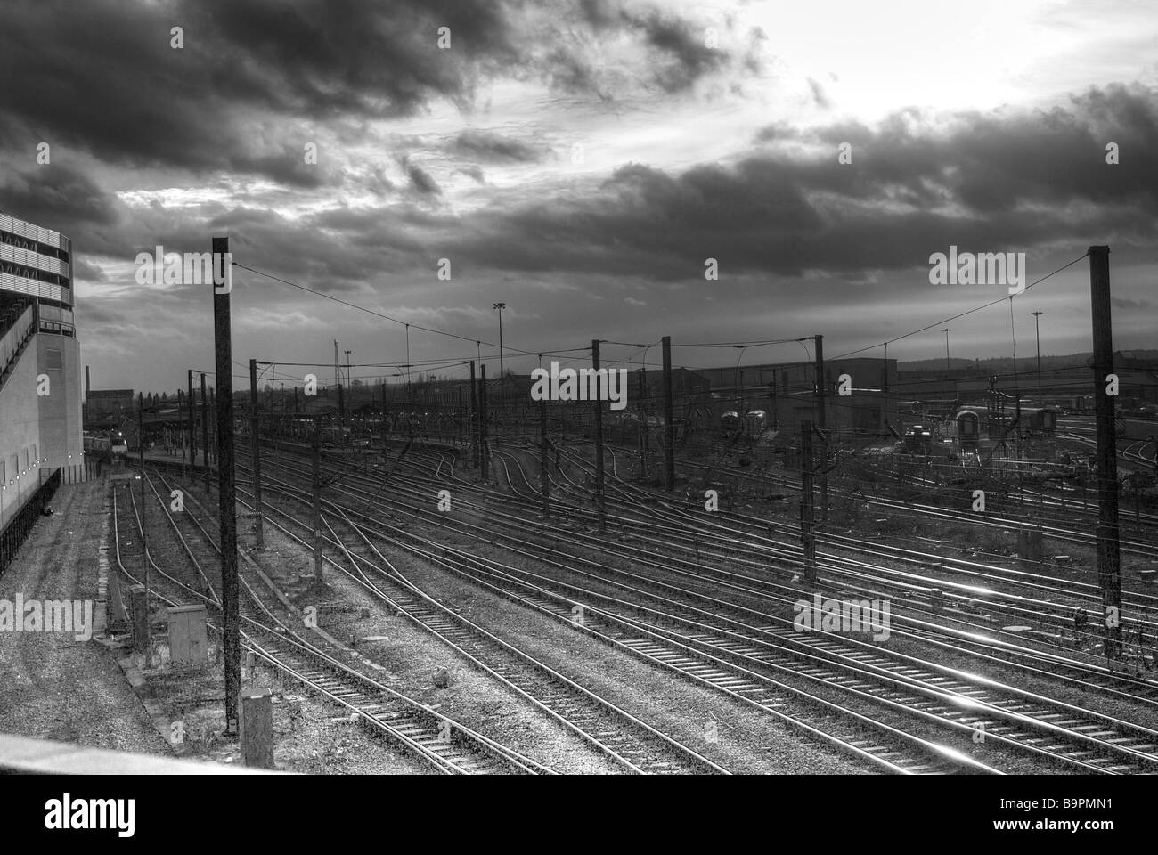 Doncaster linee ferroviarie dal North Bridge Foto Stock