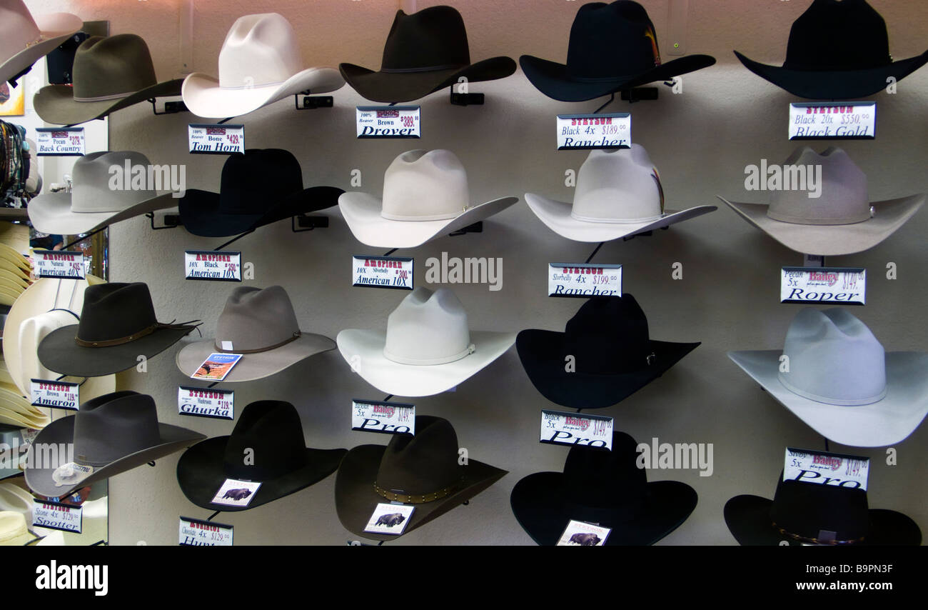 Stetson hat display outfitter occidentale store Cody Wyoming USA Foto Stock