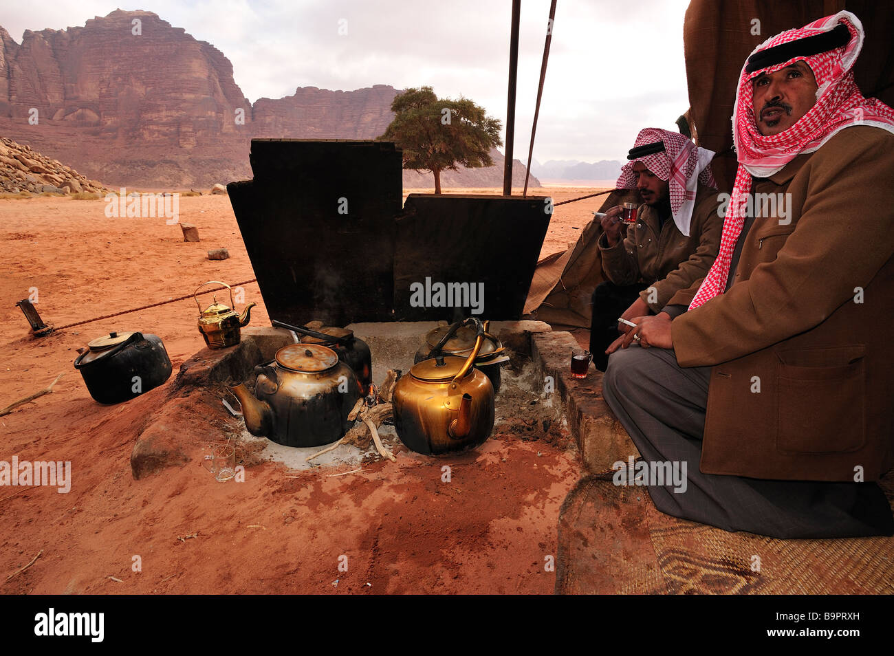 Campo Beduino nel Wadi Rum Foto Stock