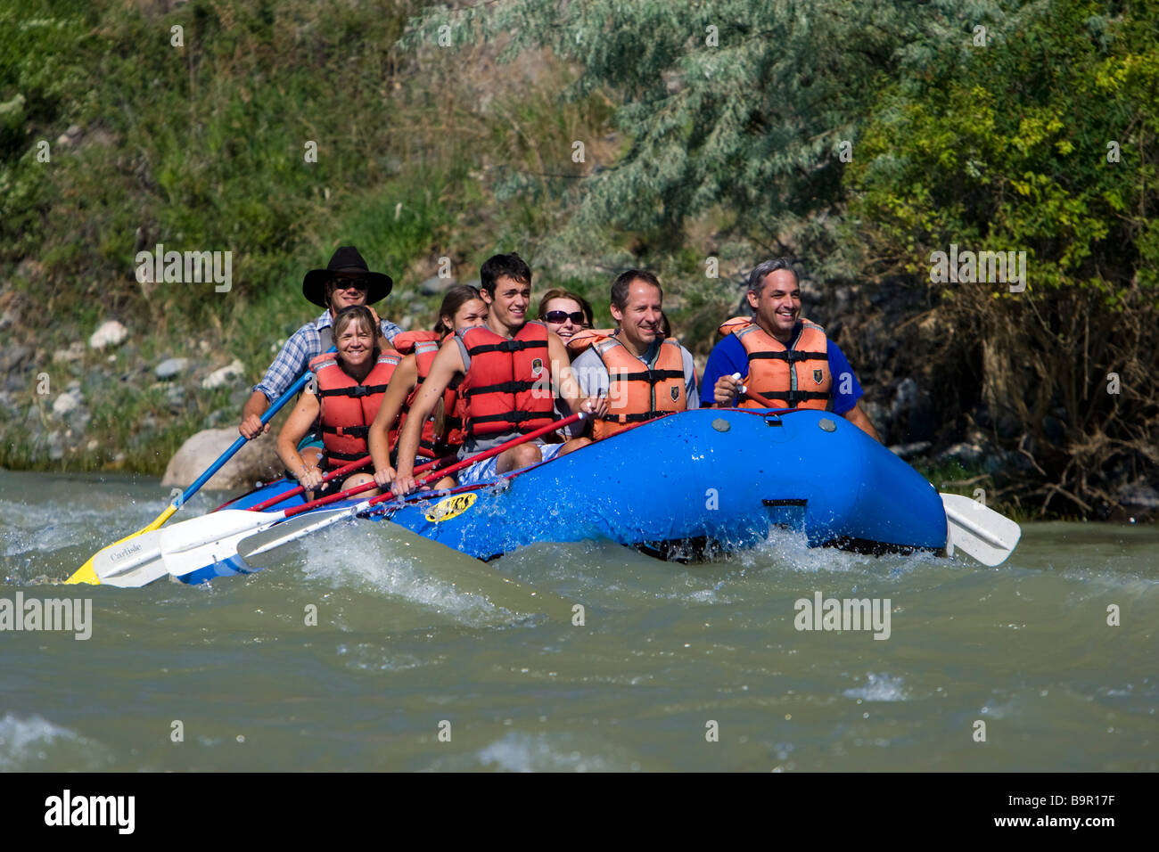 Whitewater Rafting sul fiume Shoshone Cody Wyoming USA Foto Stock