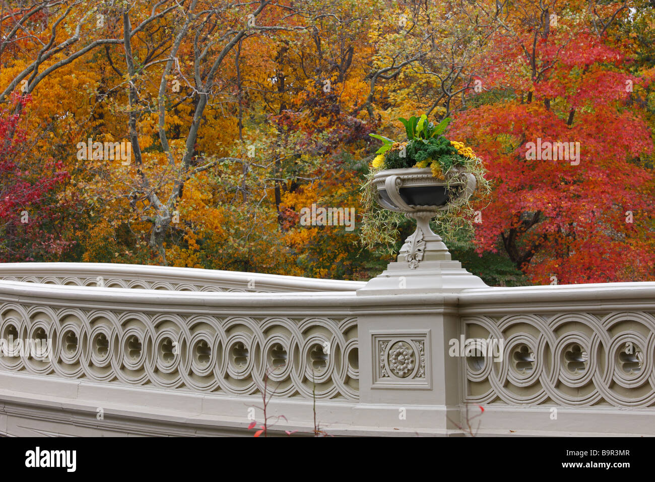 Ponte di prua a Central Park di New York in una giornata autunnale Foto Stock