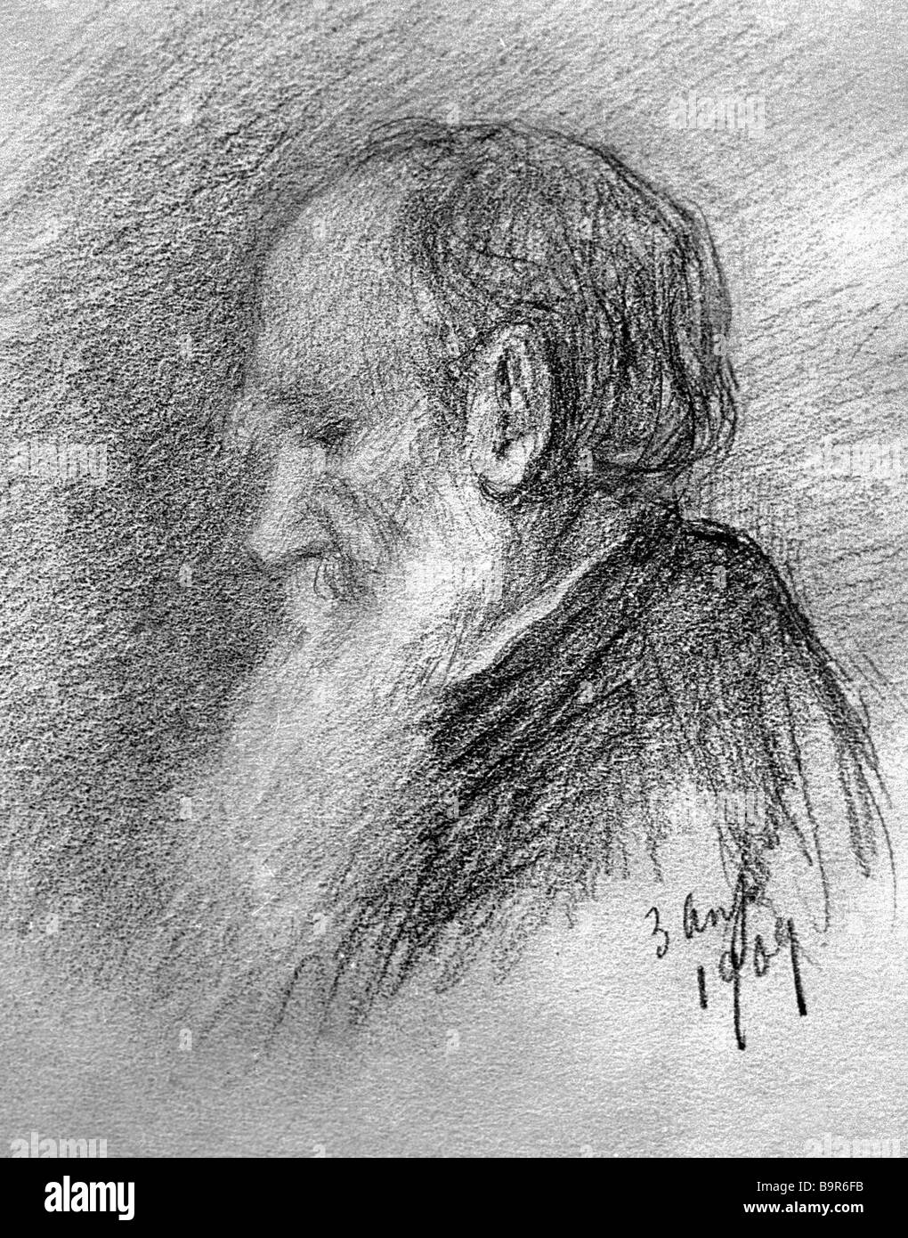 Leo Tolstoj 1909 un disegno di sua figlia Tatiana Tolstaya Sukhotina