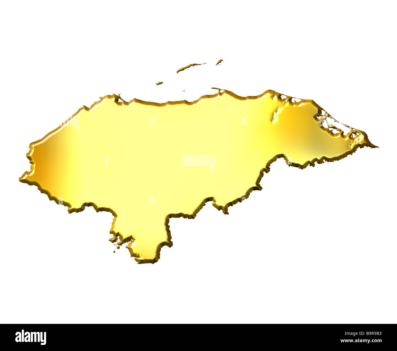 Honduras 3d golden mappa isolato in bianco Foto Stock