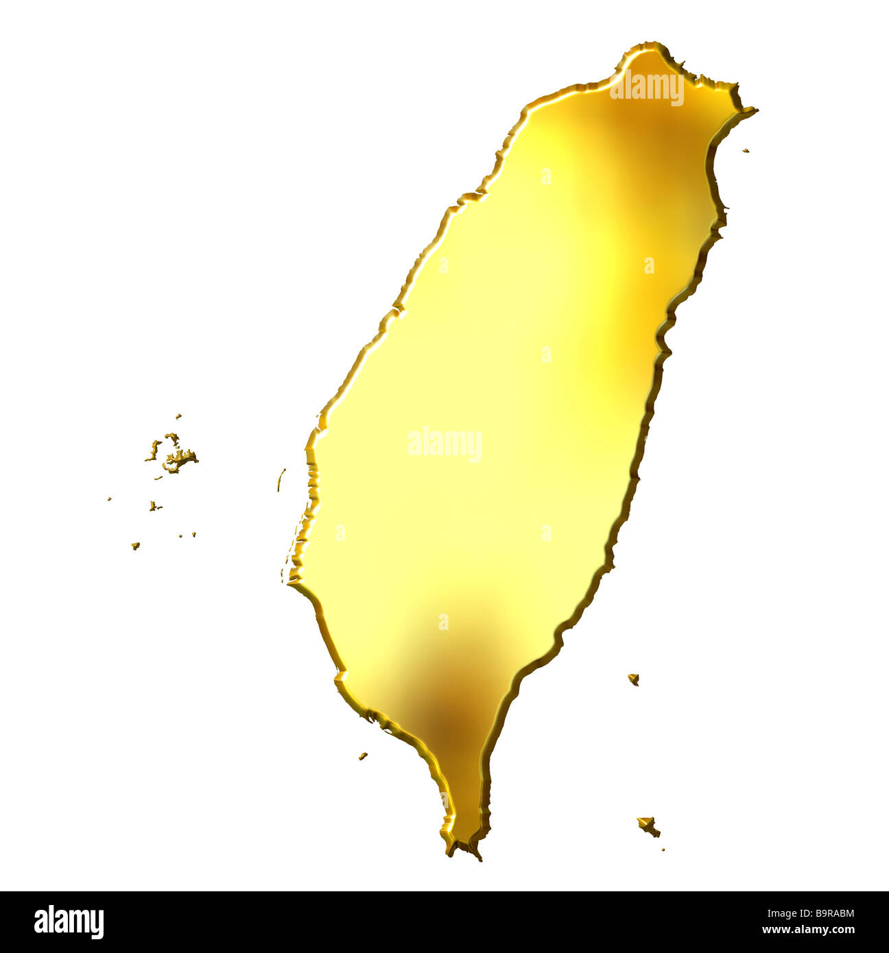 Taiwan 3d golden mappa isolato in bianco Foto Stock