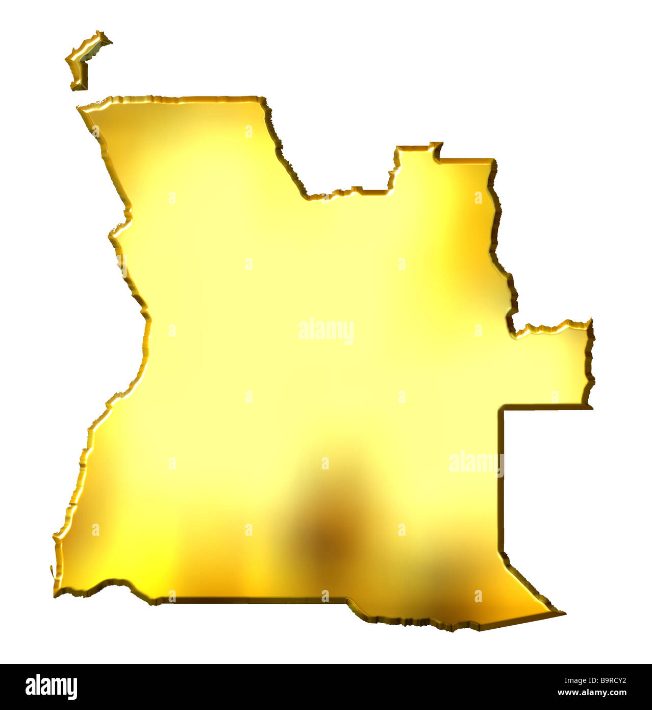 Angola 3d golden mappa isolato in bianco Foto Stock