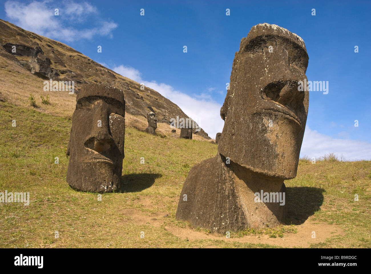 Elk198 5261 Cile Isola di Pasqua Rano Raraku moai statue Foto Stock