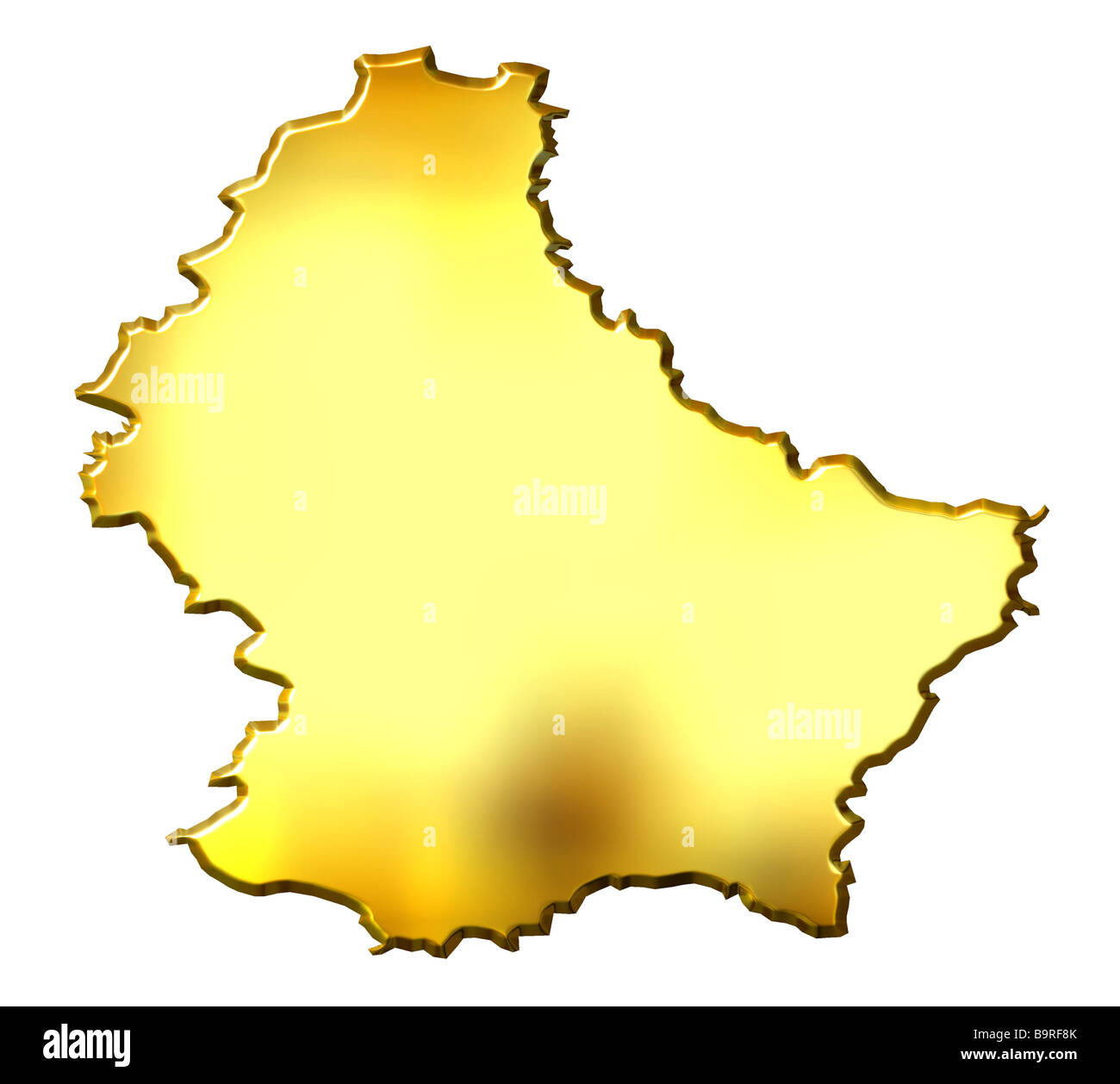 Lussemburgo 3d golden Mappa isolato in bianco Foto Stock