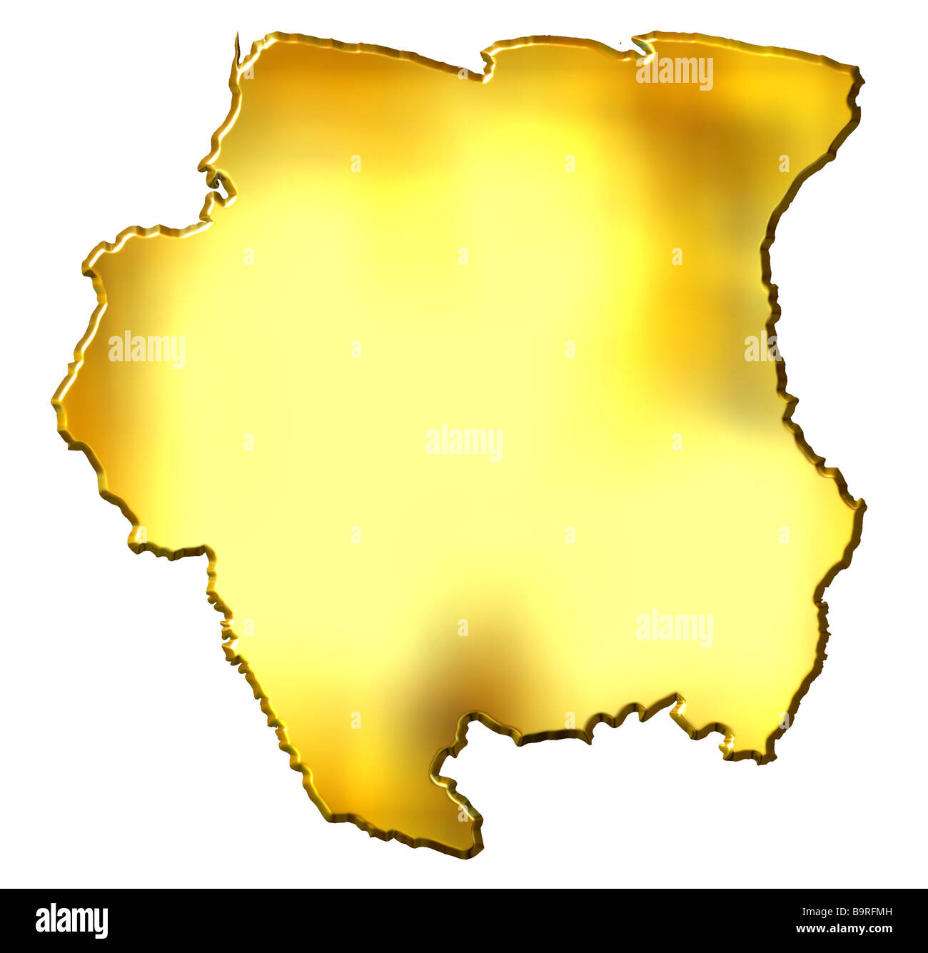Suriname 3d golden mappa isolato in bianco Foto Stock