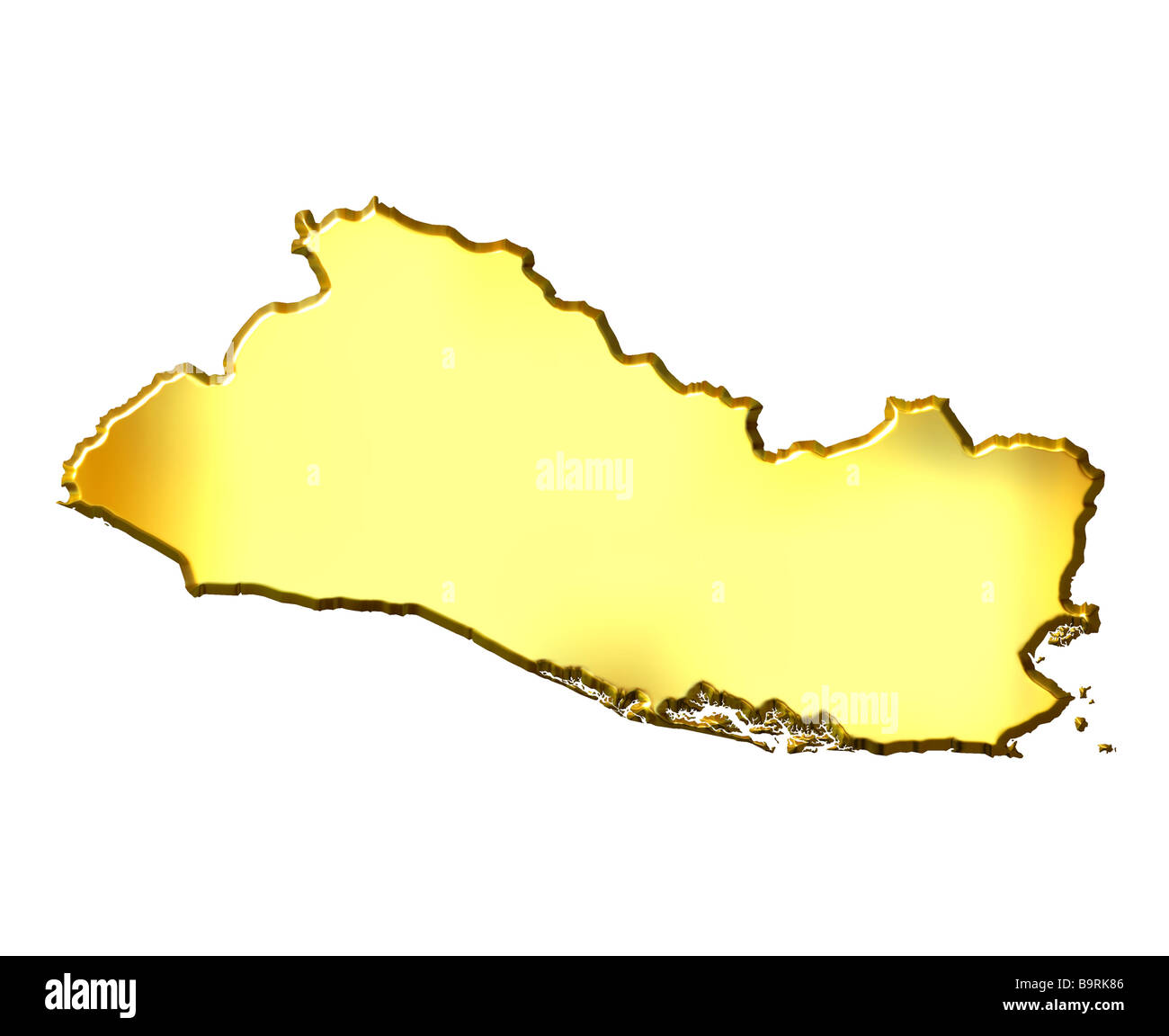 El Salvador 3d golden mappa isolato in bianco Foto Stock