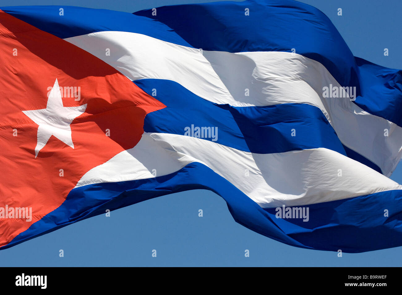 Bandiera di Cuba nella Plaza de la Revolución (l'Avana, Cuba) Foto Stock