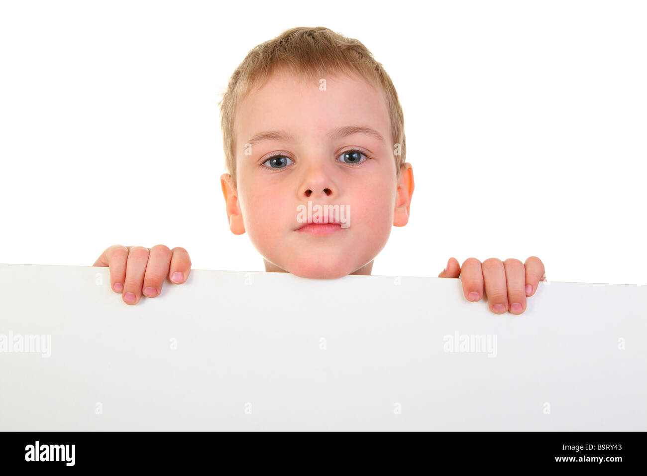 Ragazzo con il telaio per il testo Foto Stock