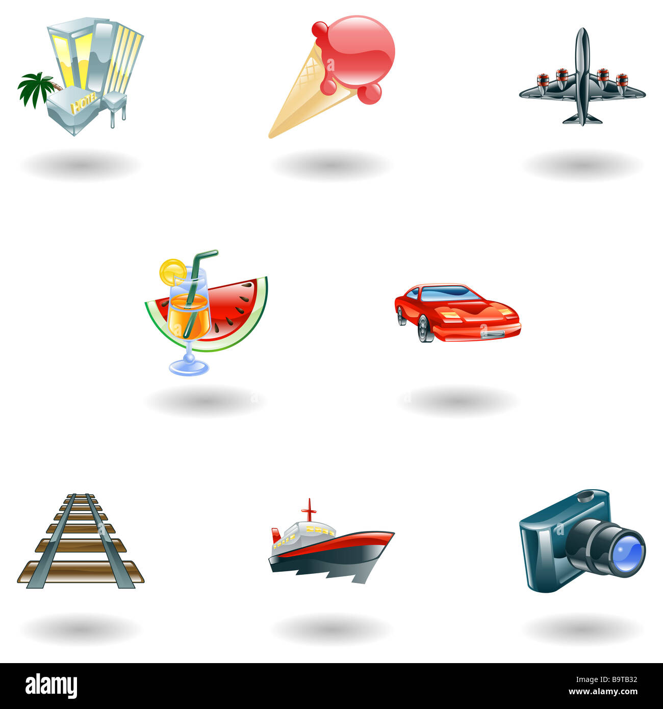 Viaggi e turismo icona web impostato Foto Stock