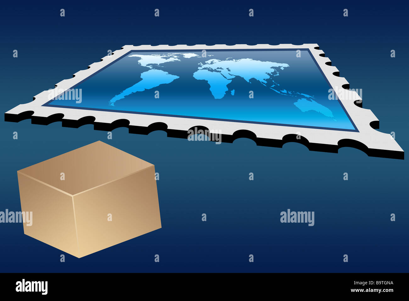 Casella e timbro Foto Stock