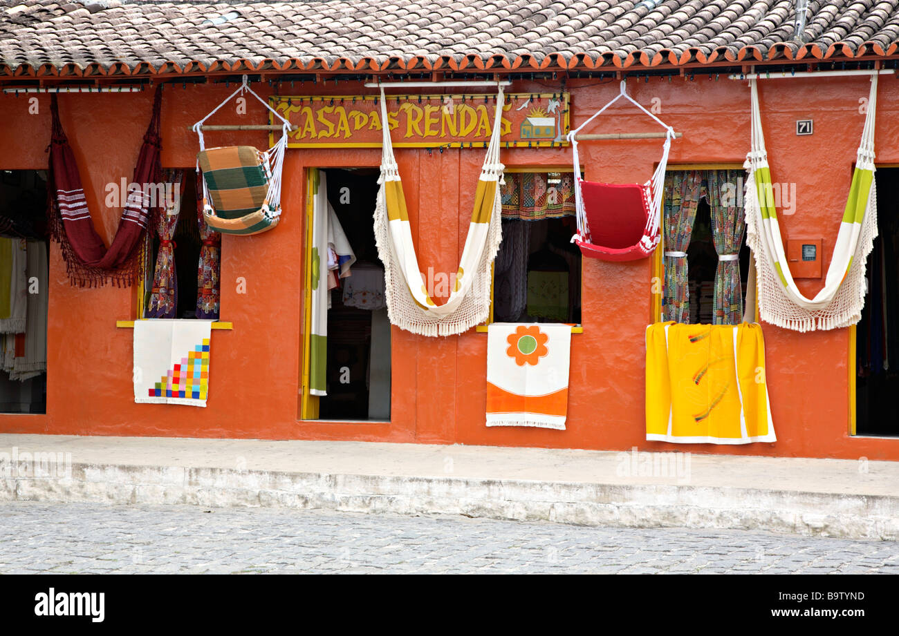 Vendita di amache in Arraial d'Ajuda Porto Seguro Bahia Brasile America del Sud Foto Stock