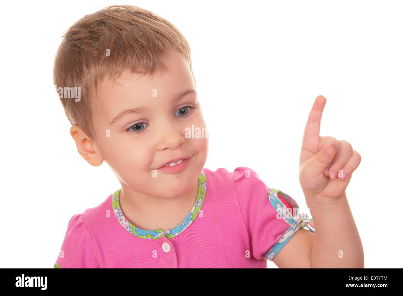 Bambino con il dito indice Foto Stock