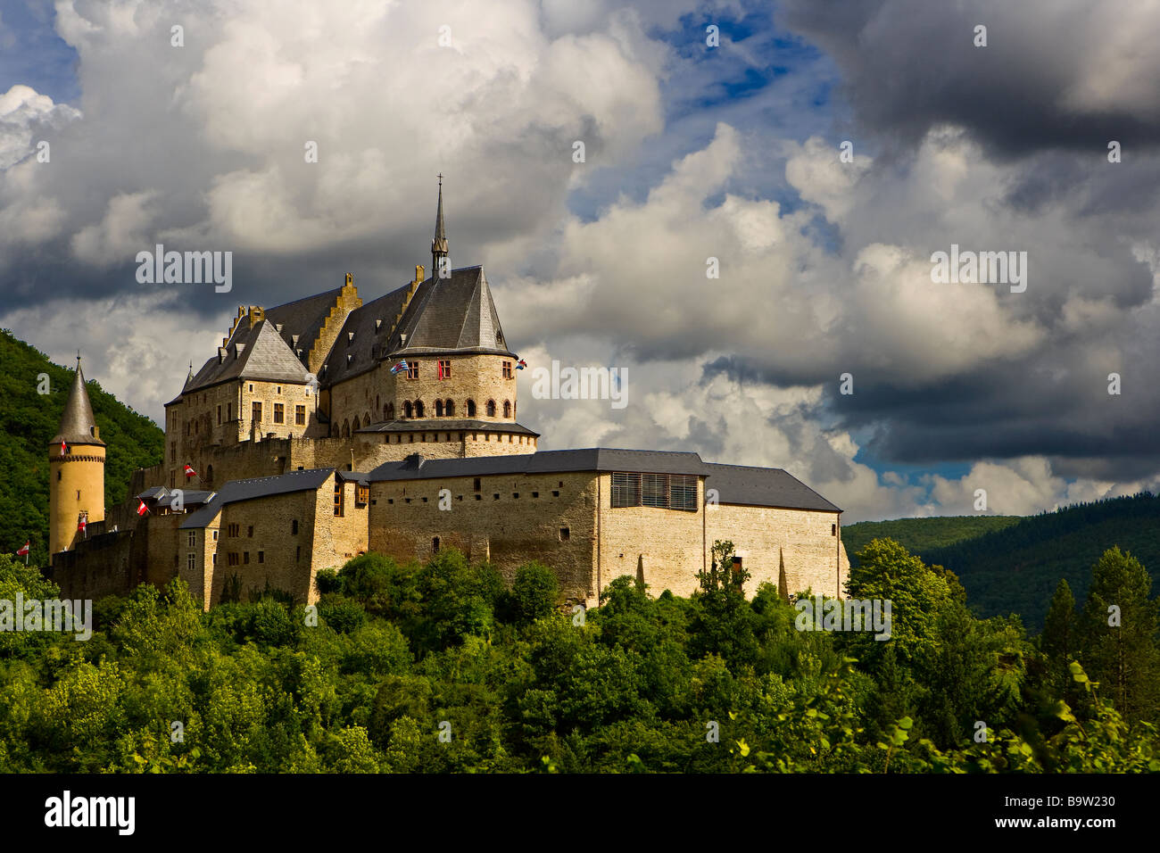 Il castello di vianden, Lussemburgo, Europa Foto Stock