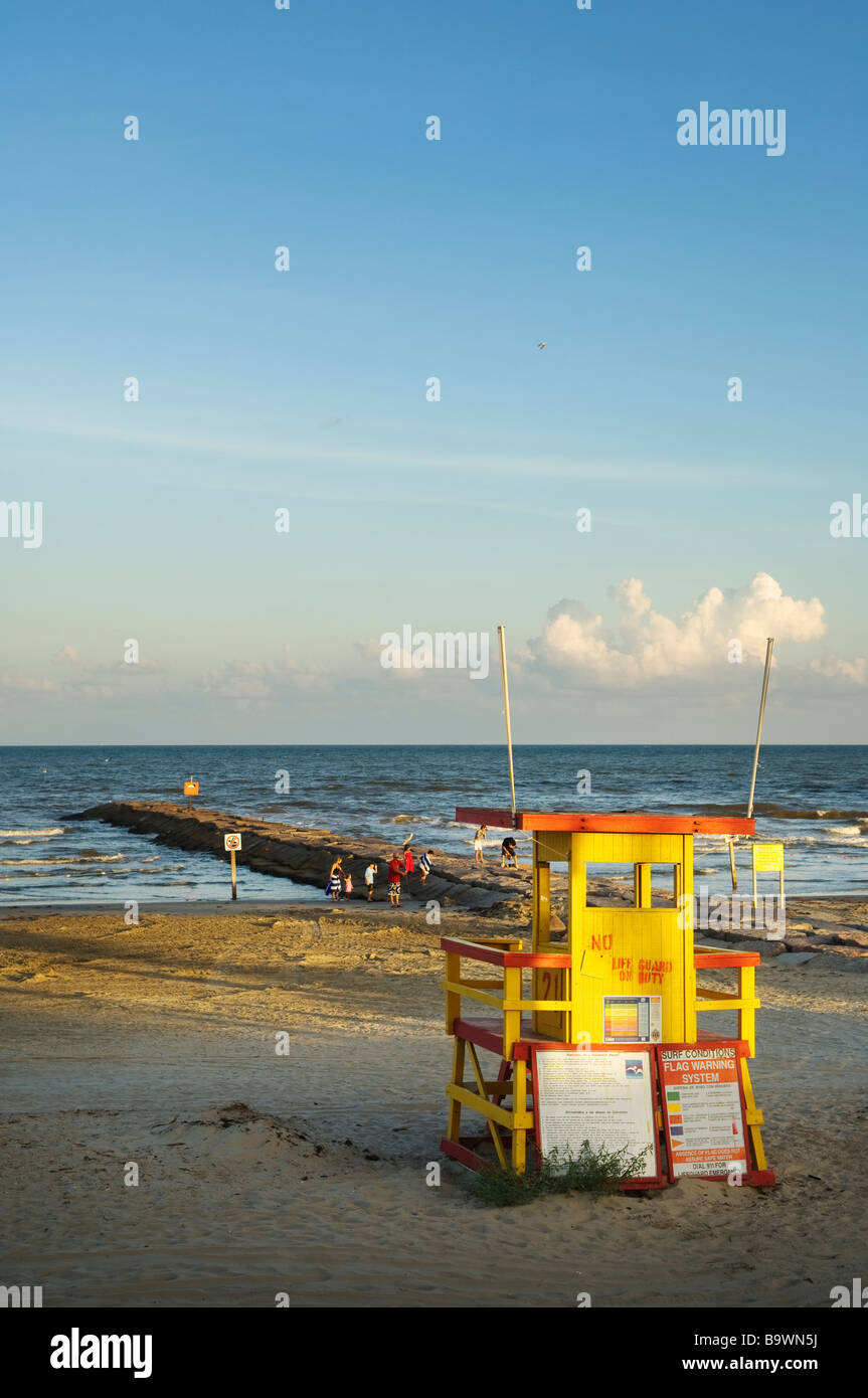 Bagnino torre di guardia a Galveston beach. Foto Stock