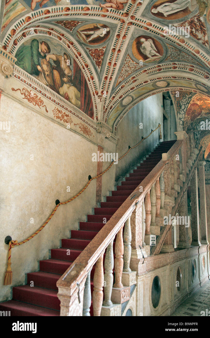 Affresco alla Loggia del Romanino Castello del Buonconsiglio Trient Trento Trentino Italia Foto Stock