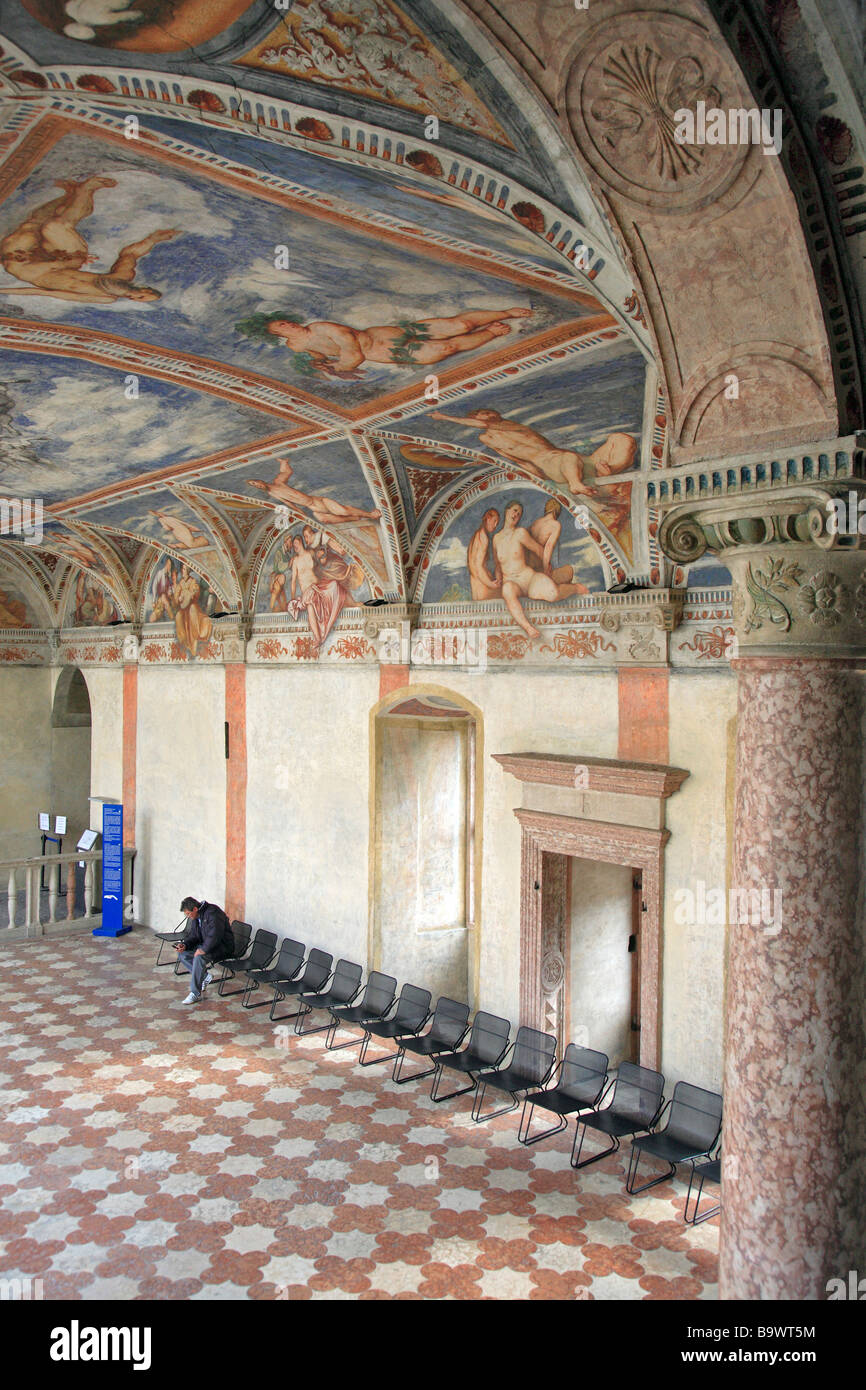 Affresco alla Loggia del Romanino Castello del Buonconsiglio Trient Trento Trentino Italia Foto Stock