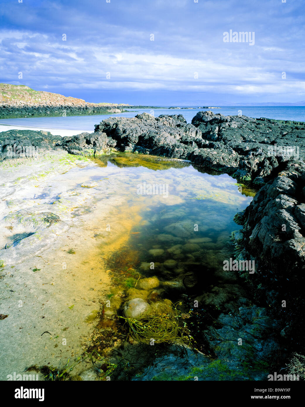 Mattinata a Rubha na Crannaig, Kildonan. Isola di Eigg. Isole scozzesi. Foto Stock