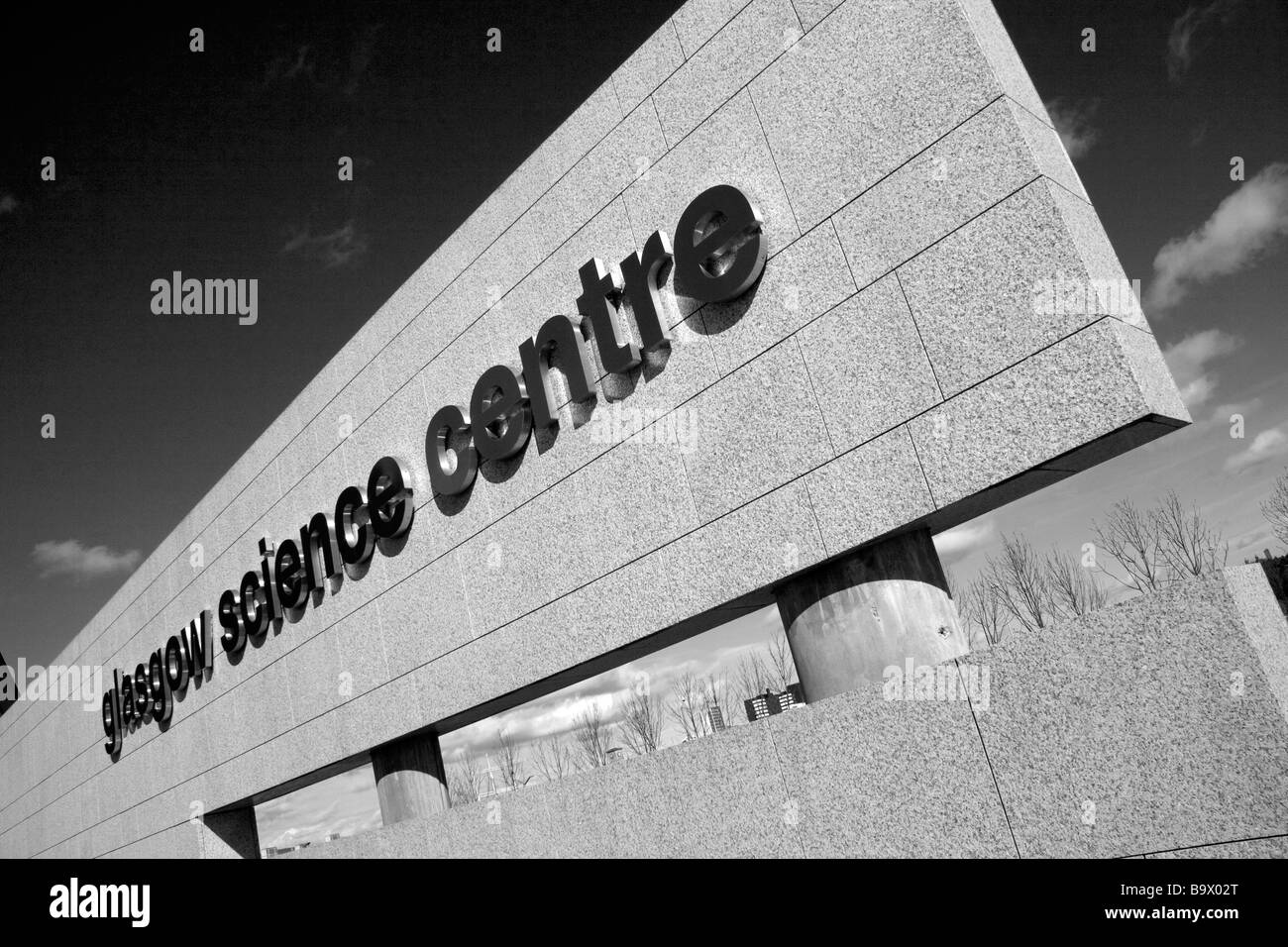 Firmare all'entrata per il Glasgow Science Centre, Scozia Foto Stock