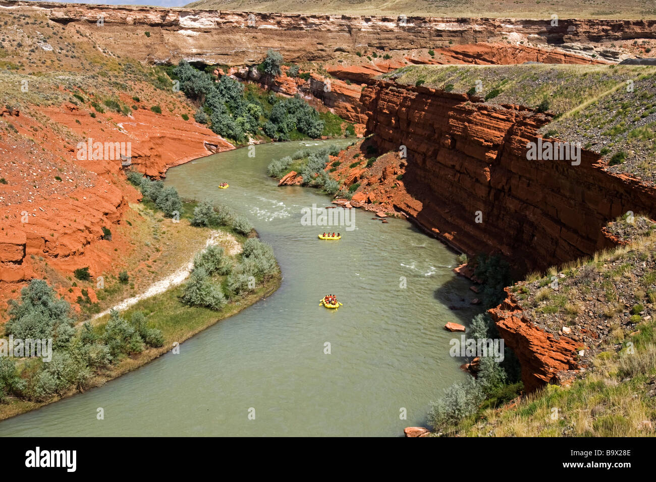 Rafting sul fiume Fiume Shoshone Red Rock Canyon Cody Wyoming USA Foto Stock