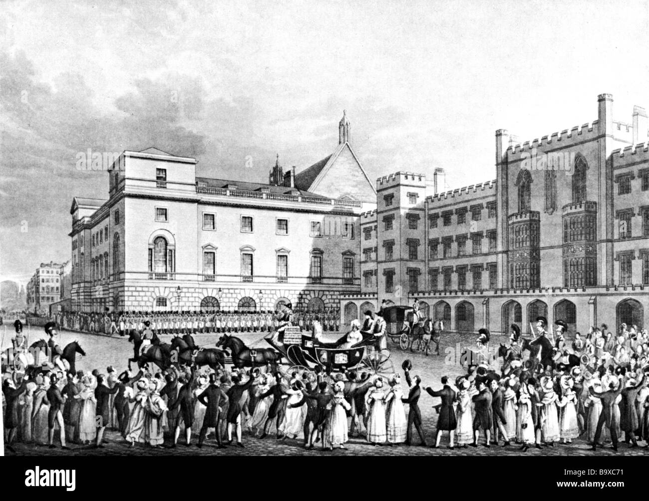 La regina Carolina di ritorno dalla House of Lords dopo la lettura del pene e sanzioni Bill in 1820 Foto Stock