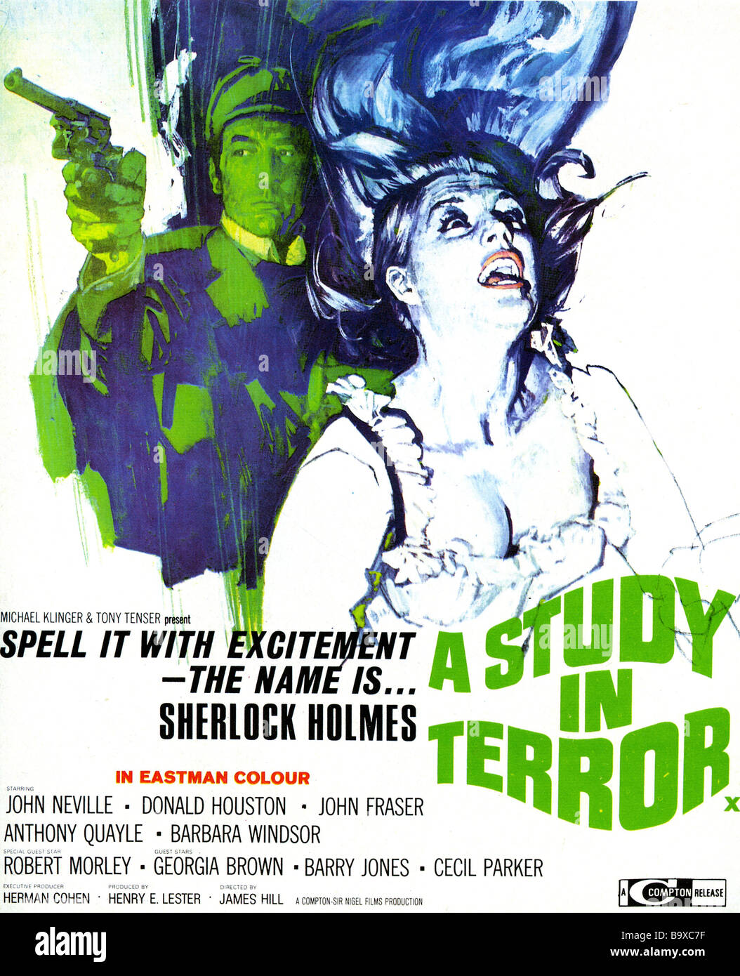 Uno studio nel terrore Poster per 1965 Thompson Tekli film con John Neville come Sherlock Holmes Foto Stock