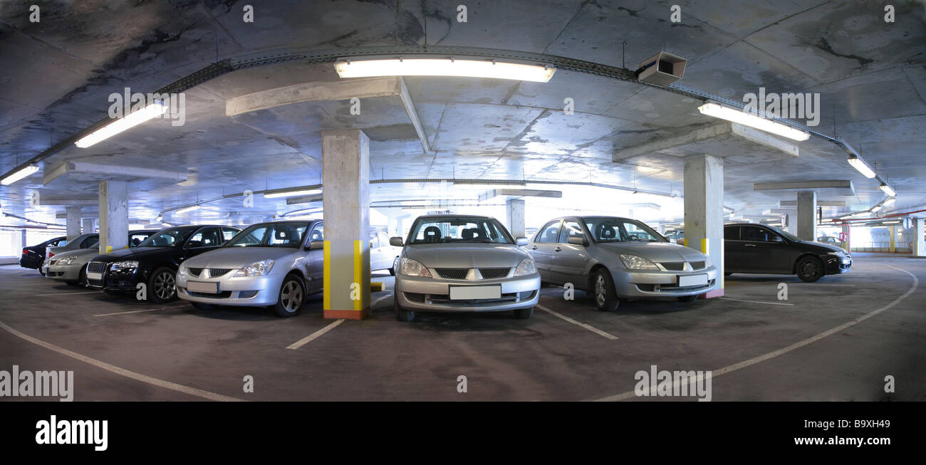 Panorama di auto del parcheggio Foto Stock