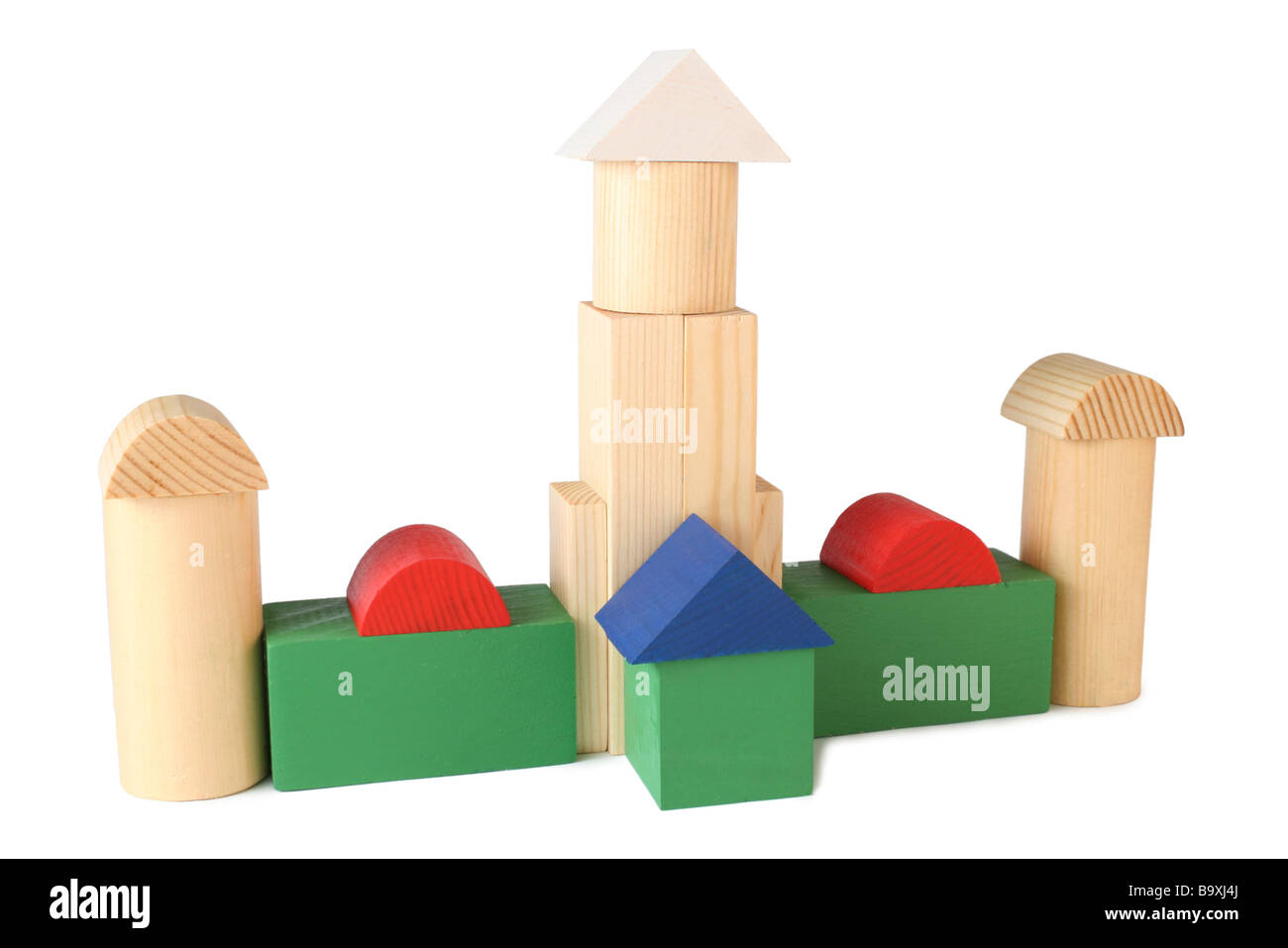Edificio del giocattolo di cubi di legno Foto Stock