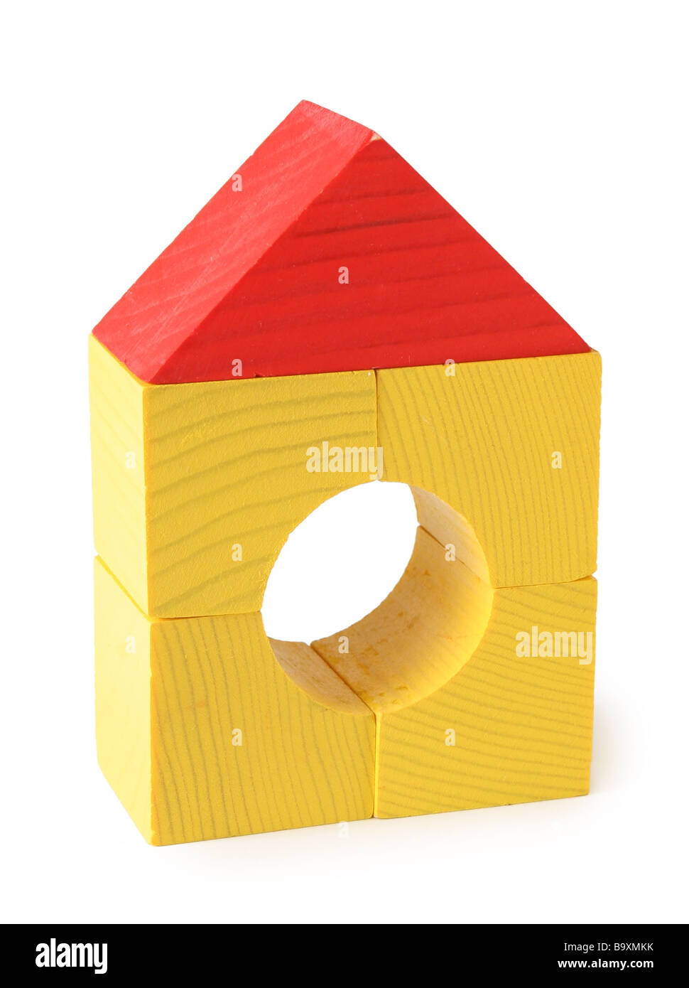 Casa giocattolo da cubi di legno Foto Stock