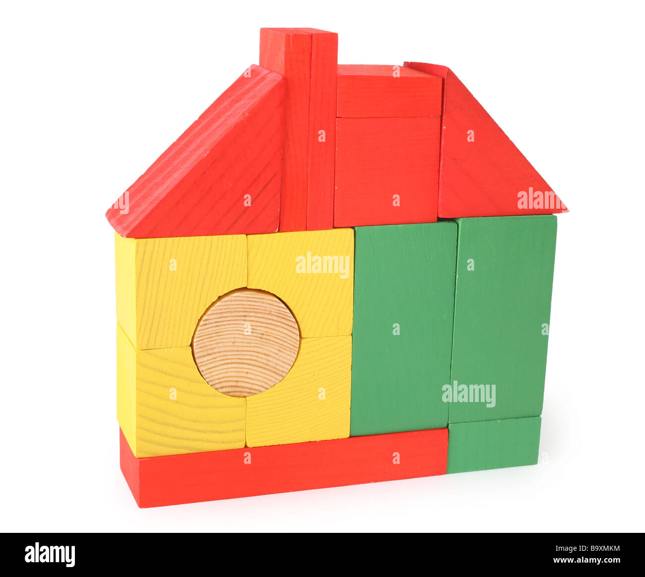 Casa da giocattolo di cubi di legno Foto Stock